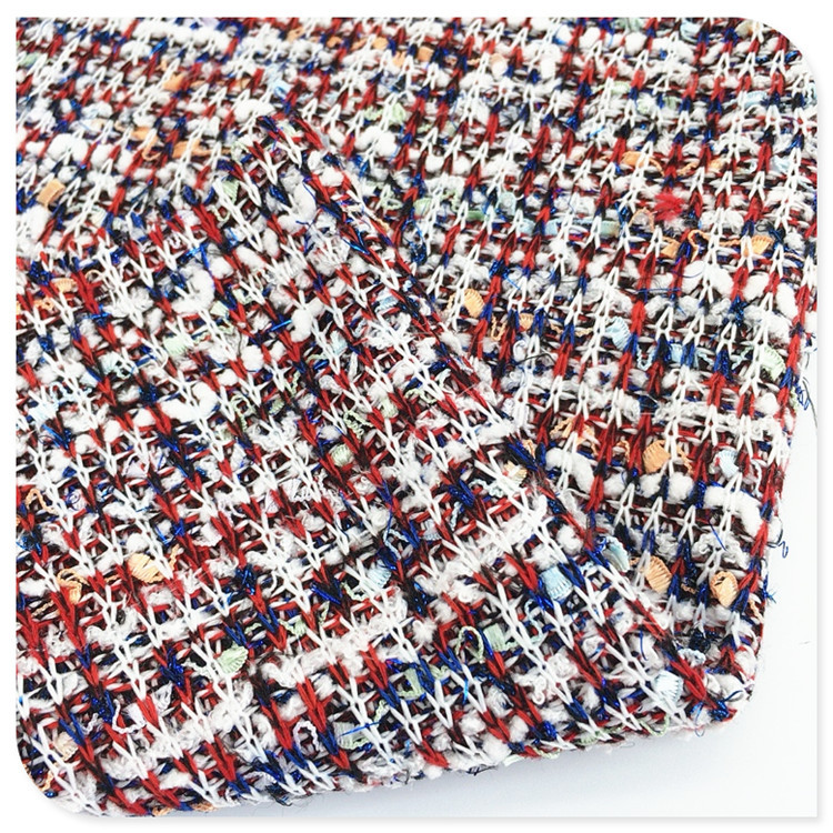 供应针织小香风彩色花式混纹双面提花丝雪尼尔粗细针外套女新