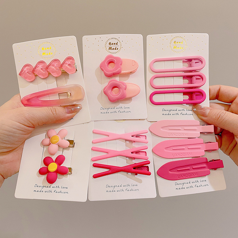 Pin de pelo de verano de dopamina rosa de alto nivel de sensación de frangeo un clip de pelo de frente acabado de pelo de broche adorable adornamiento para el pelo