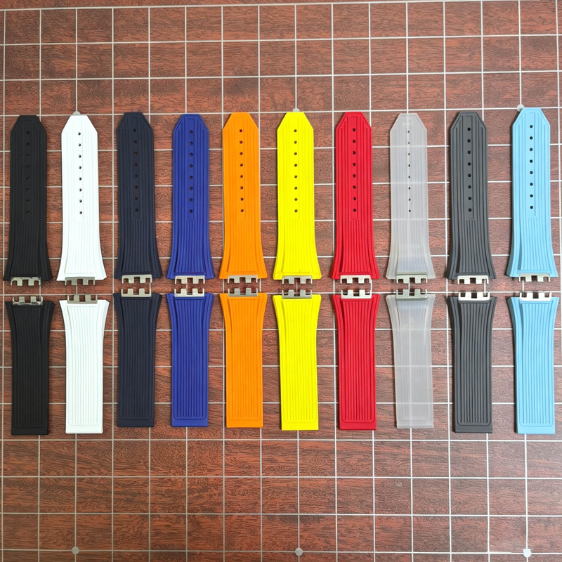 In-stock, compatible with the Hublot Big Bang series, 642 barrel-shaped fluororubber strap with folding clasp