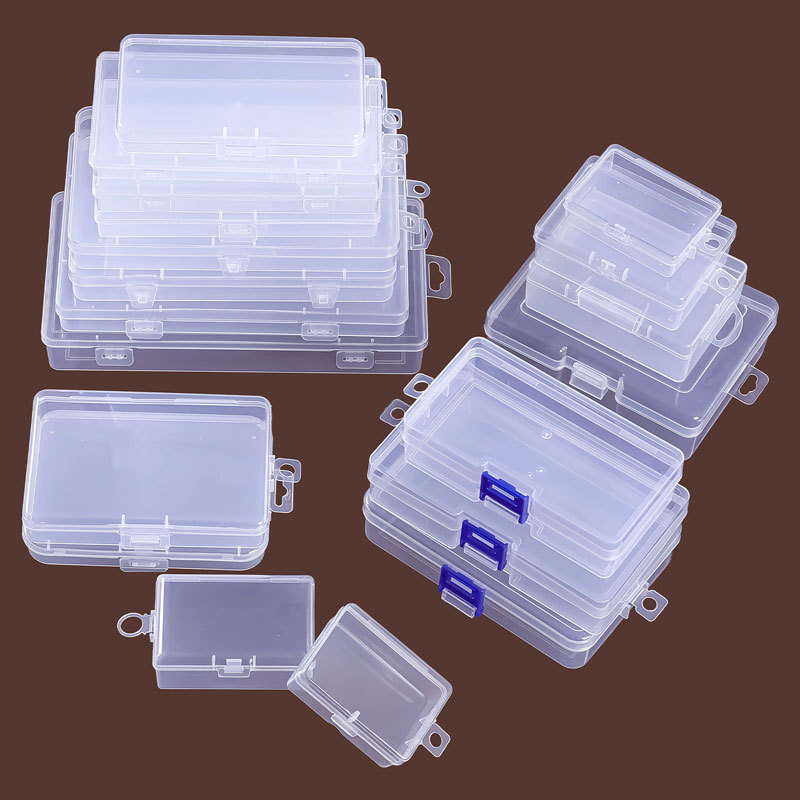 Hook-Type Transparent Plastic Storage Box for Jewelry and Accessories, Lockable Accessory Box, Flat Tool Packaging Box for Storage
