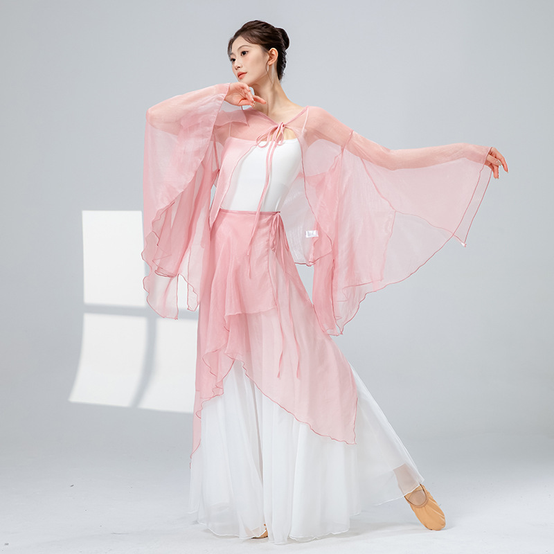 女性用クラシックダンス服、新しいゆったりとした妖精のようなエレガントなアウターシェード、中国風のステージ服、パフォーマンスモダンダンス服|undefined