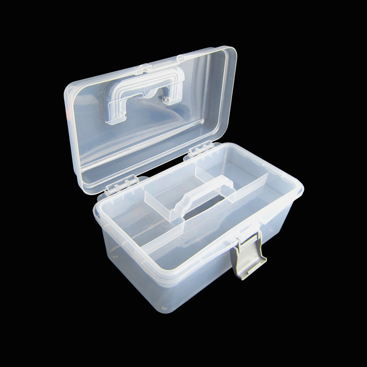 优质10寸塑料手提美术工具箱透明颜料收纳箱26*16.5*14CM