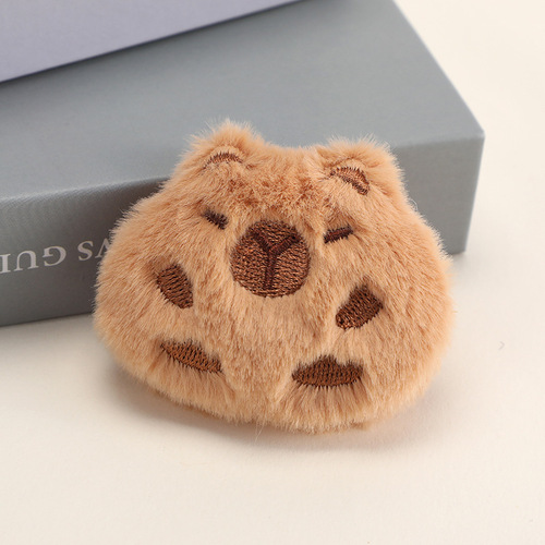 New Cute Capybara Pin Accessory Cartoon Plush Bear Hair Clip Keychain Student Gift Pin