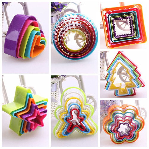 Round plum blossom love wave shape colorful cutting pattern steamed bun baking cookie tool fondant cake mold