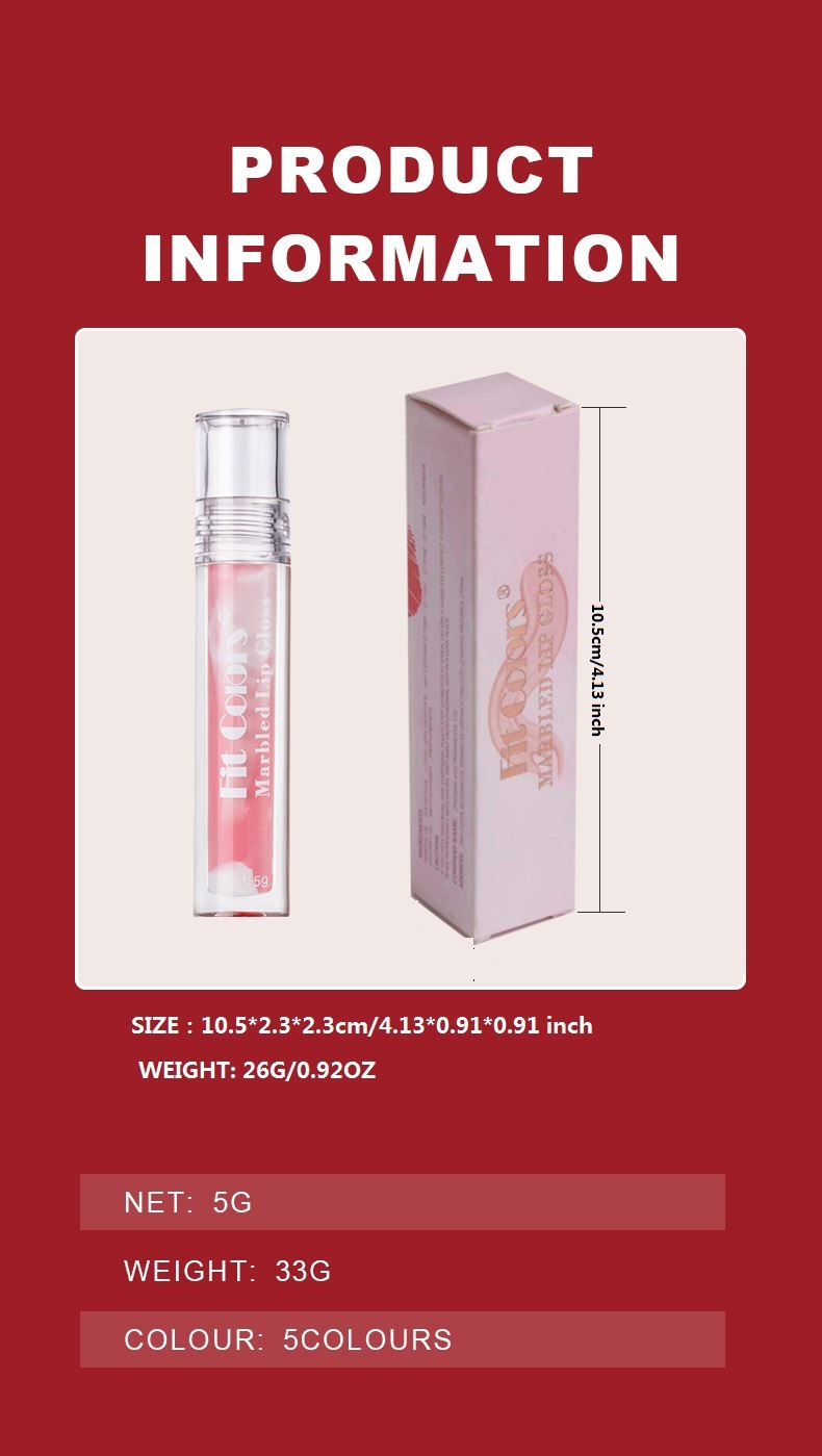 Fit Colors Marble Mirror Lip Gloss Water Essence Lip Mask Easy to Apply lip gloss undefined