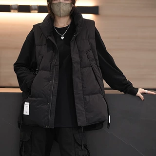 冬季工装坎肩马甲外套男女同款宽松无袖保暖潮牌加厚马夹情侣装潮