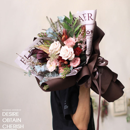 Valentine's Day English Gift Wrap Vintage Newspaper English Newspaper Flowers Gift Wrap Bouquet Gift Wrap Flower Shop Wholesale