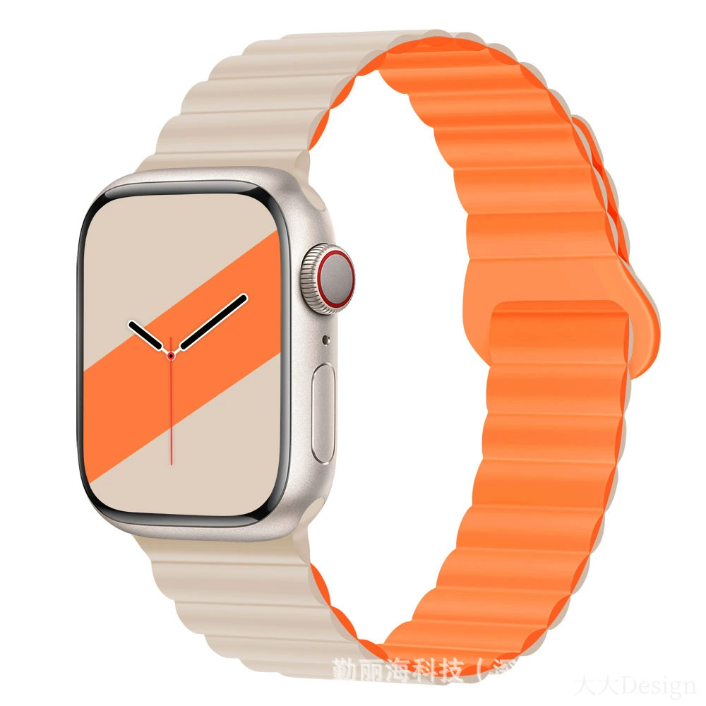 Силиконовый магнитный ремешок для Apple Watch iWatch 10/AppleWatch 9, двухцветный, размеры 38/40/41 & 42/44/45/49 мм