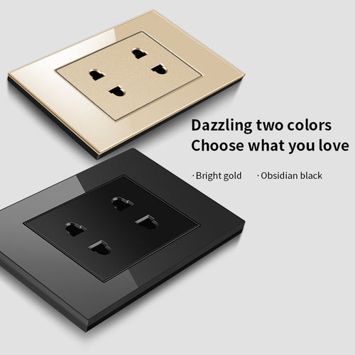Cross-border hot-selling 118 type tempered glass golden wall switch Thai style multi-three-hole American plug USB can be customized