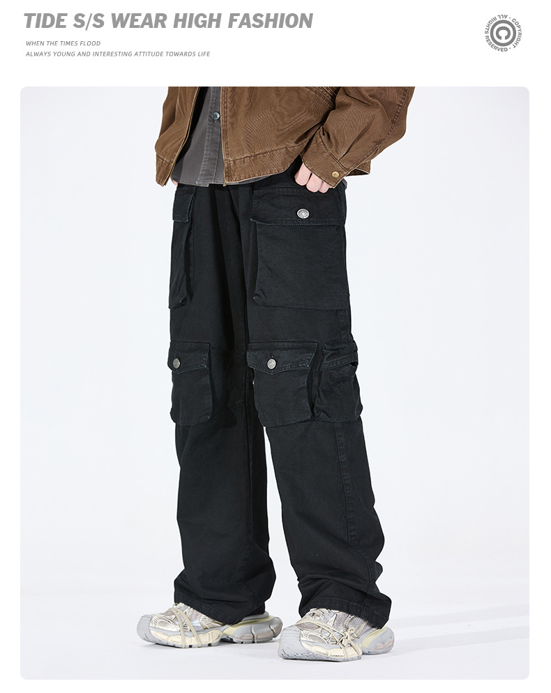 Îmbrăcăminte bărbătească, îmbrăcăminte bărbătească, pantaloni casual la modă, pentru bărbați, toamna și iarna, gata de purtat, pantaloni lejeri cu mai multe buzunare, pantaloni de șters bărbați_voghion.com