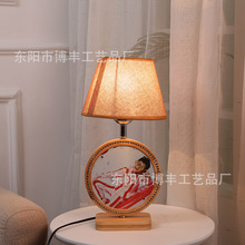 创意LED发光台灯批发实木双面相框卧室护眼插电台灯影楼活动礼品