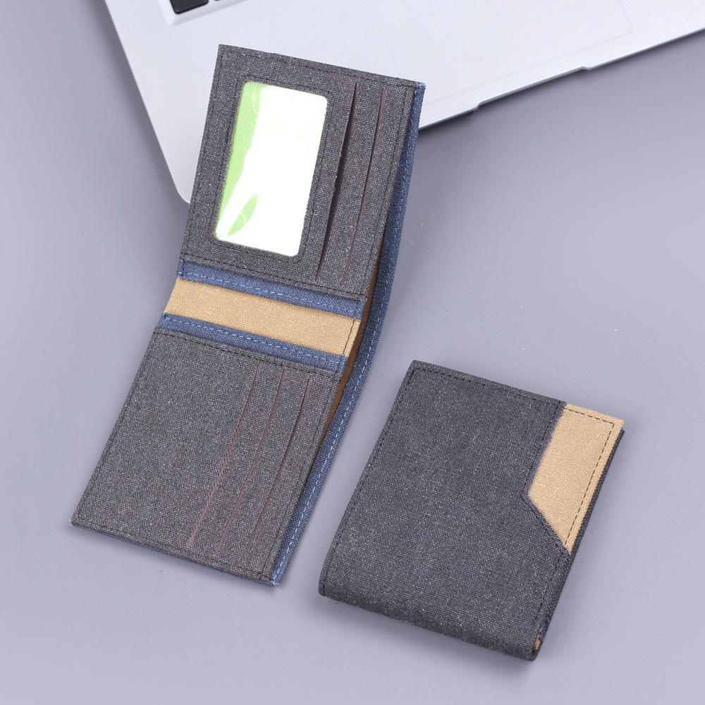 Canvas para hombres cartera corta, denim para hombres cartera de cuero, 20 por ciento de 9 tarjetas para hombres cartera de tarjetas más nuevas