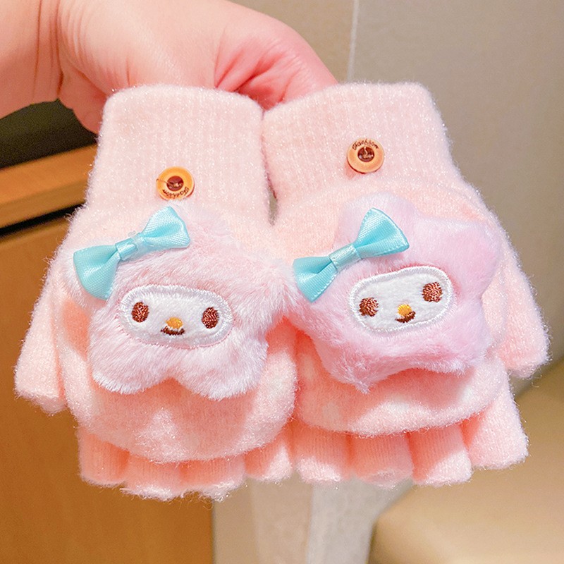 Guantes pequeños para niños, cunas de medio dedo para bebés, niñas y niños, engrosados en invierno, cálidos y a prueba de viento, juegos de cinco dedos para bebés y niños pequeños en otoño e invierno