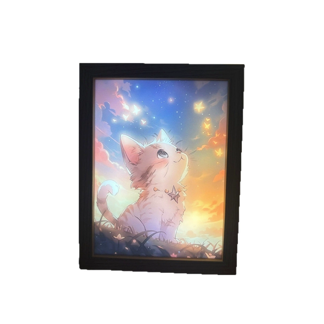Lightweight photo frame, atmospheric mirror, night light from natural wood, Birthday gift