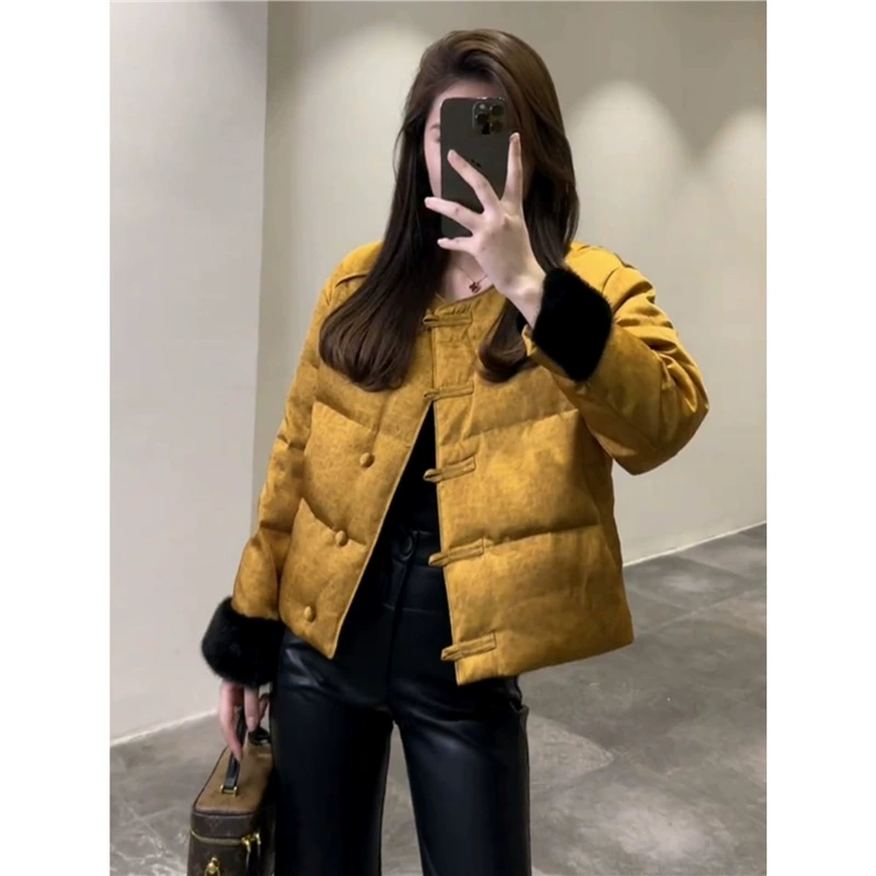 2951 новый китайский стиль желтого цвета, хлопчатобумажная куртка, женская осень-зима, новый продвинутый оттенок
