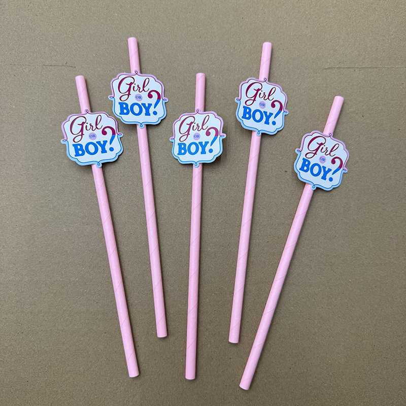 Papel de fiesta transfronteriza para niños niñas tarjetas de paja desechable postre fiesta decoración paja
