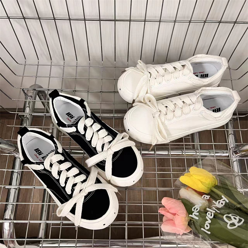Milk fufu Shoes 2022 New Original Niche Canvas Shoes Women's INS Style All-match Soft Sole Smiley White Shoes