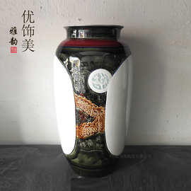 景德镇陶瓷现代简约象腿罐瓷器中式摆件收藏品装饰品古玩古董代发