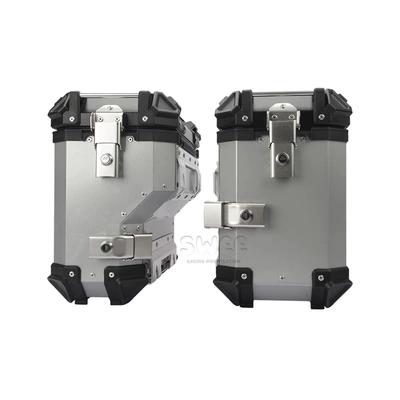 Motorcycle trunk – quick release three boxes - 35l-left-hide-silver