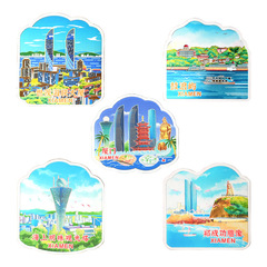 Xiamen refrigerator magnet original hand-painted Gulangyu Sea Pearl aluminum foil magnet Zheng Chenggong statue travel souvenir