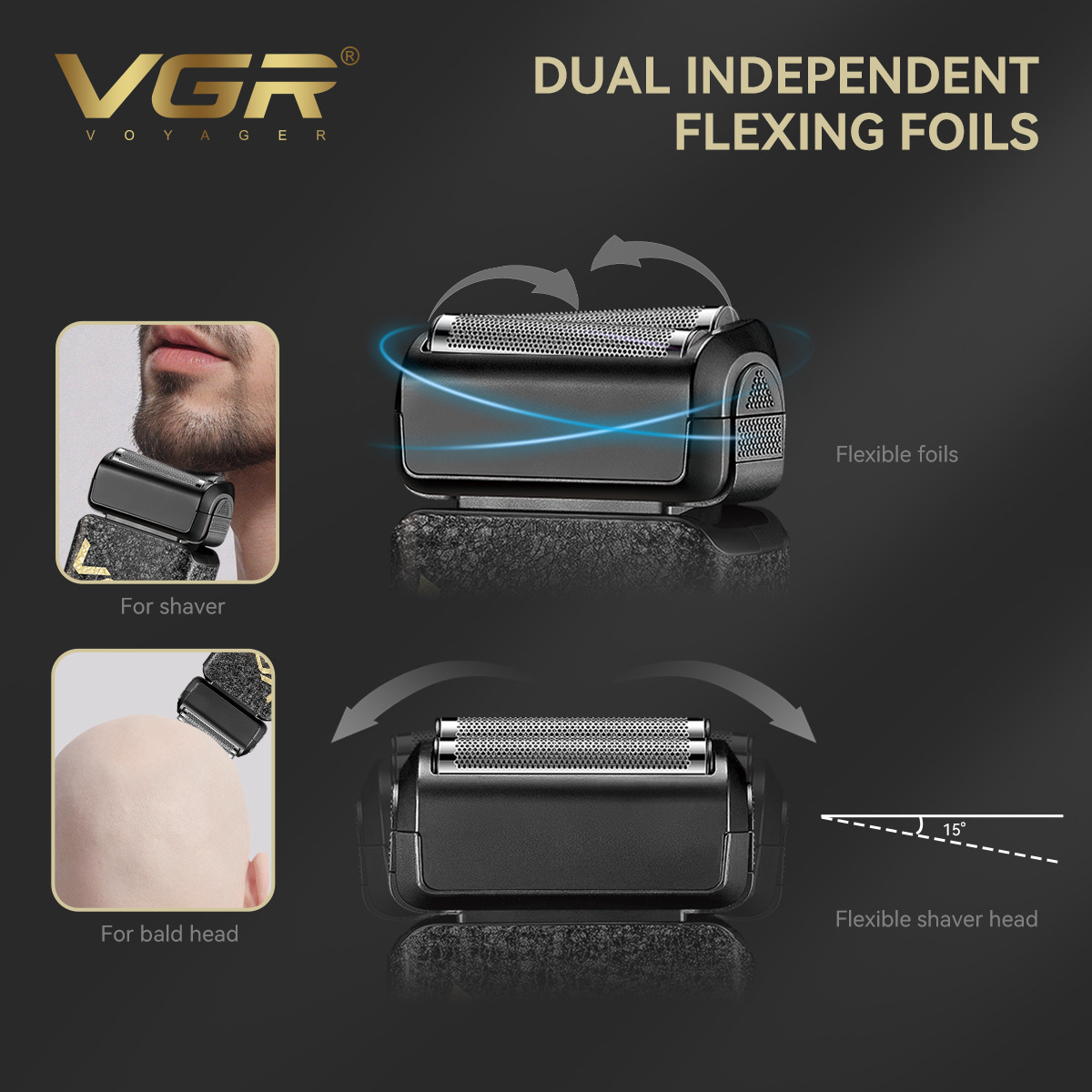 Dual Head Reciprocating Shaver Portable Rechargeable Electric with Gradient Digital Display for Men's Facial Hair Trimming_voghion.com