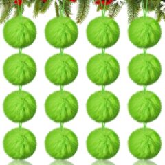 16pcsクリスマス石灰緑ぬいぐるみボール6cmクリスマスボール装飾クリスマスツリー室内暖炉装飾