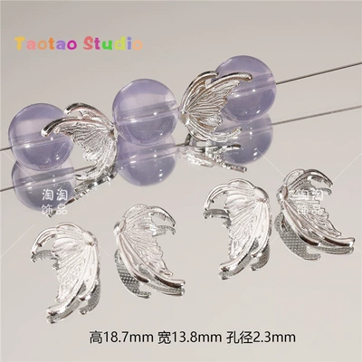 Bright Silver Left and Right Fishtail Wings Spacer Butterfly Spacer Spacer Beads DIY Bracelet Necklace Jewelry Accessories Beading Material (Zərgərlik ara hissələri) - 10-pairs-of-bright-silver-flying-fairy-wings-spacers-standard