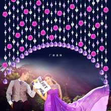 珠玫瑰花水晶帘客厅隔断帘风卫生间过道卧室帘子拱形整套珠帘