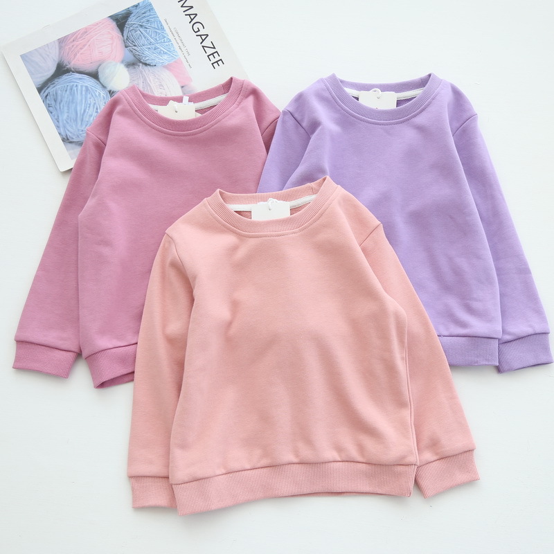 Children's Pullover Sweatshirt 2022 Autumn Macaron Cotton Crew Neck Top Baby Hooded Sweatshirt