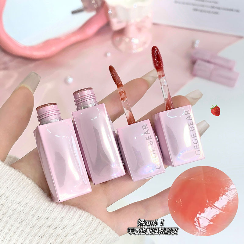 Gege Bear Water Gloss Lip Essence esmaltado para labios, espejo de agua para cubrir las líneas de labios, lápiz labial no seco, maquillaje image 3