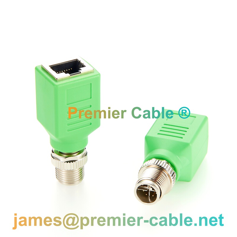 M12 X-Coded to Rj45 Industrial Ethernet Adapter Cat6A 10g Network Adapter Industrial Switching