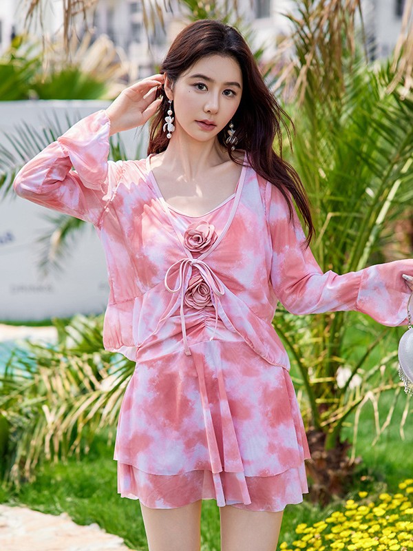 Traje de baño dividido Mujer talla grande Fat mm Traje de tres piezas Vacaciones en aguas termales Chica gorda que cubre la carne Traje de baño de alta calidad