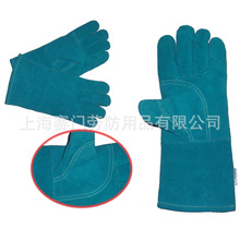 绿色电焊手套、牛二层皮电焊手套、电焊工手套、焊工防护手套