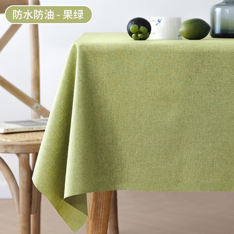 Tejido algodón lino impermeable a prueba de agua a prueba de aceite color sólido tela de mesa rectangular toalla de cubierta a prueba de polvo mesa de té doméstica tela de mesa al por mayor