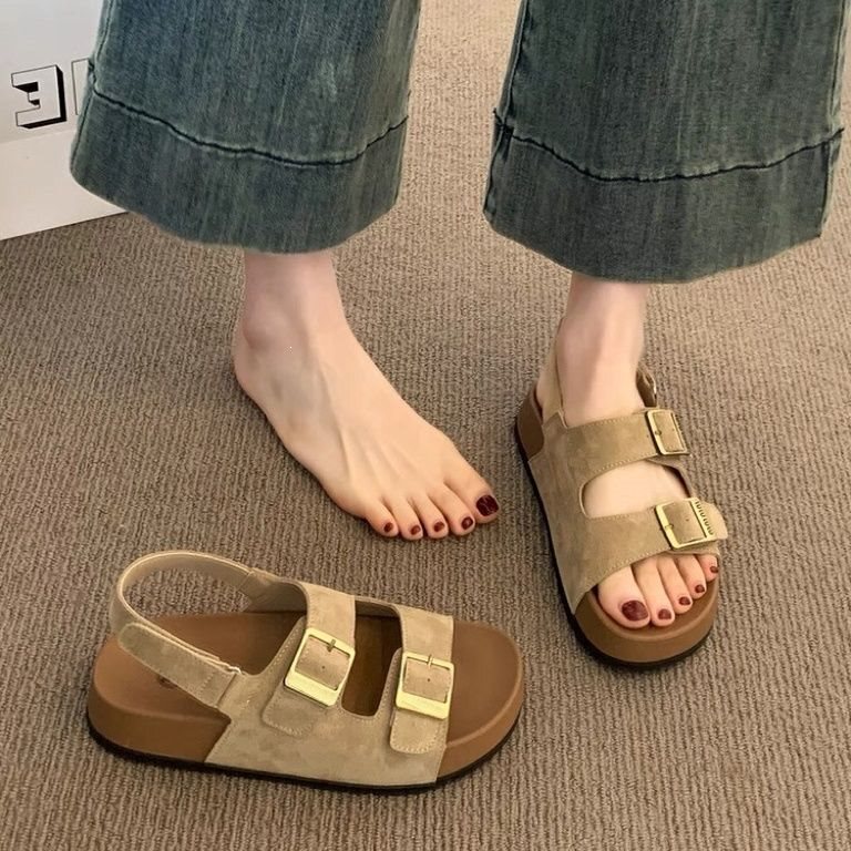 Thick-Soled Birkenstock Sandals for Women, 2025 New Summer Style, Super Popular, Versatile, Comfortable, Women's Beach Roman Shoes