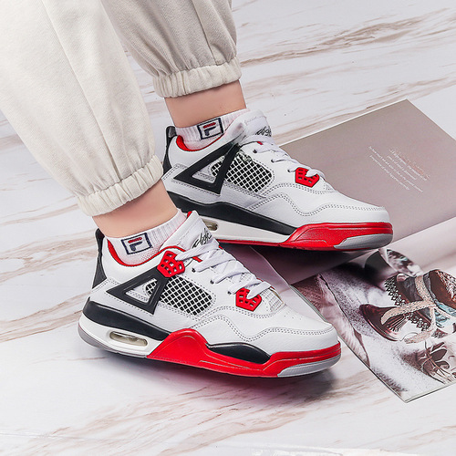  Autumn Flame Red Couple Air Cushion Sports Shoes Men's Running Shoes Hong Kong Style Trendy Heeled Casual Shoes