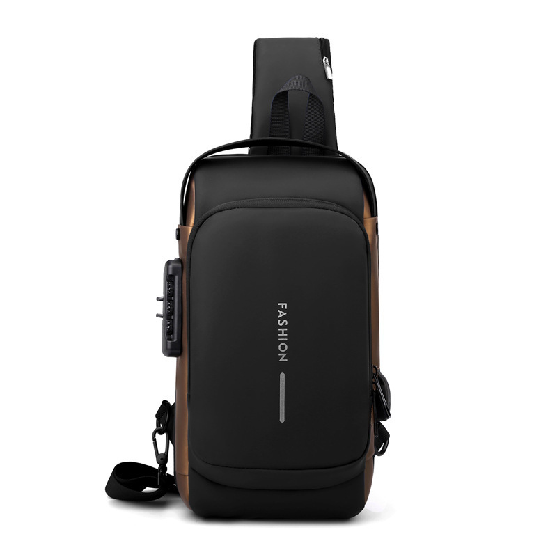 Bolso de los hombres hombro multifuncional crossbody bolsa contraseña cerradura deportes motocicleta bolsa impermeable USB carga Puerto antirrobo bolsa de pecho
