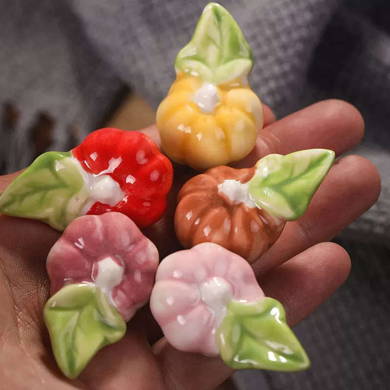 zakka日式蔬菜陶瓷筷子架 南瓜餐桌小摆件家用酒店餐厅筷子托筷枕