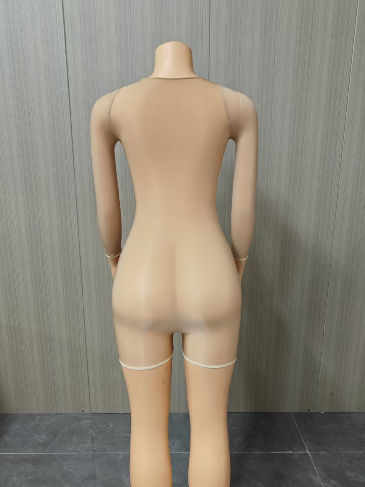 Glänzender Transparenter Bodysuit Langarm Elastischer Catsuit_voghion.com