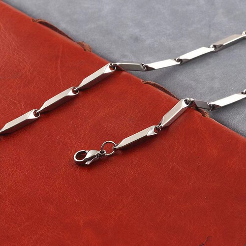 Men's Trendy Personality Simple Titanium Steel Colorfast Hip-Hop Extended Decorative Chain Necklace Rhombus Clasp Chain Trendy