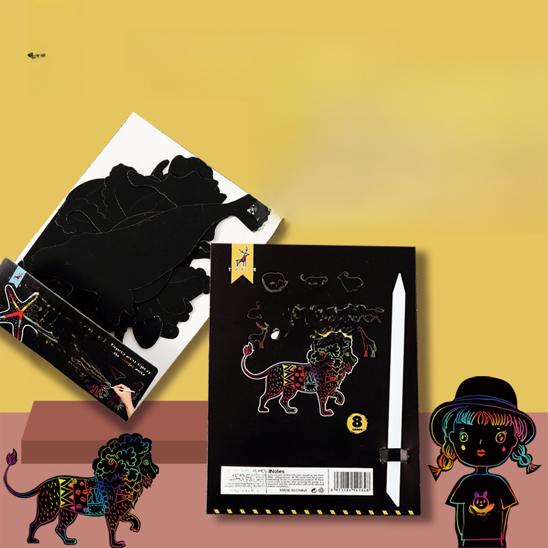 YUELU Children's Die-cut Scratch Art Creative Shaped Colorful DIY Scratch Paper Cross-border Scratch Art Set