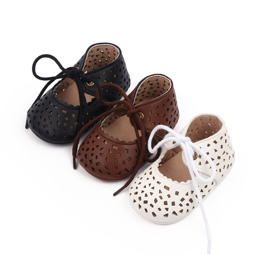 Spring and summer new female princess shoes hollow breathable PU leather toddler shoes lace-up baby toddler shoes manufacturer 2798