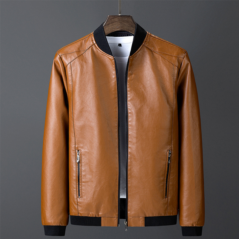 Men's Pu Leather Business Fashion Casual Trendy Spring and Autumn New Style Men's Leather Jacket Korean Style Pu Leather Plus Size Men's Pu Leather Business Fashion Casual Trendy Spring and Autumn New Style Men's Leather Jacket Korean Style Pu Leather Plus Size