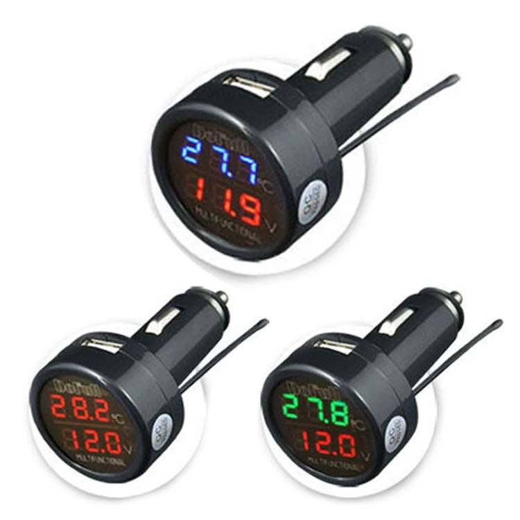 2.1A три-в-одном Автомобильное зарядное устройство термометр USB автомобильное зарядное устройство Автомобильный термометр Автомобильный амперметр напряжения