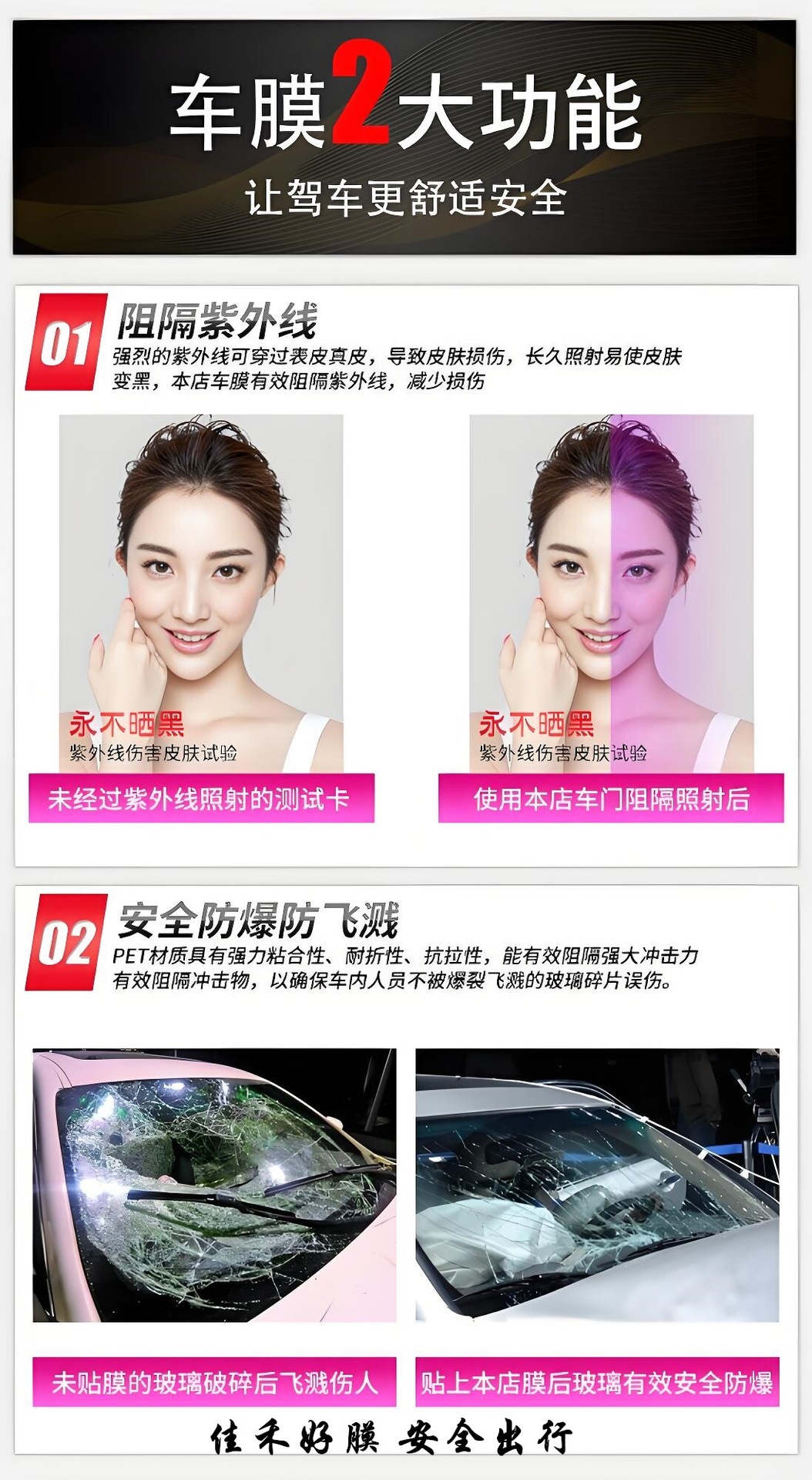 Car window film, high thermal insulation solar film, explosion-proof car window film, privacy solar film, sunshade black sunscreen glass film
