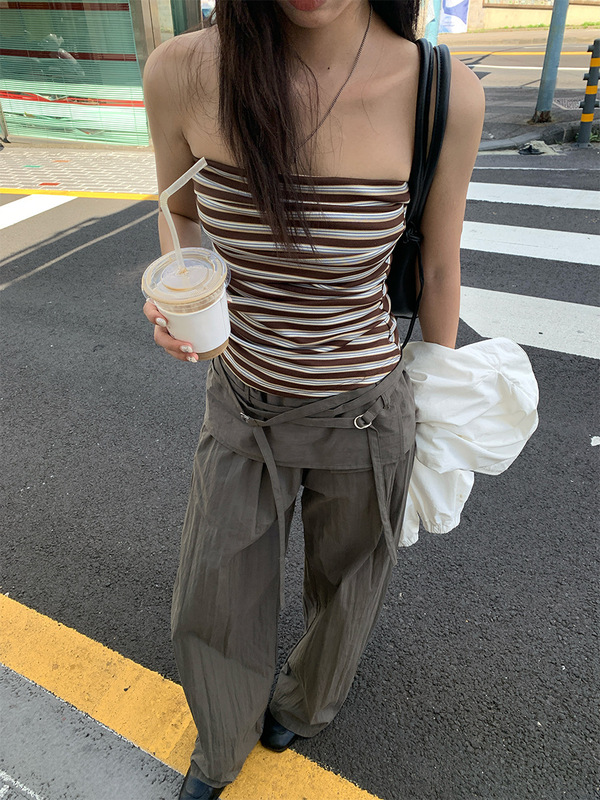 黄峥韩系休闲工装裤女2025秋季新款直筒宽松阔腿裤子慵懒风530773|undefined