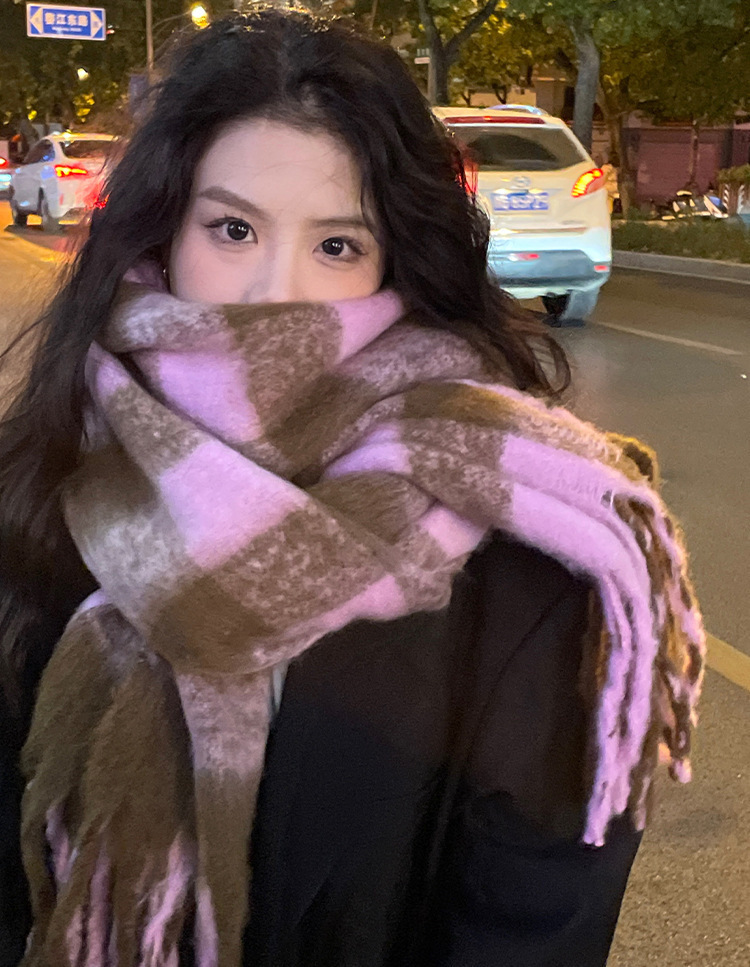 Scarf 2025 Autumn And Winter Women's High-end Winter New Imitation Cashmere Plaid Shawl_viptrois.com