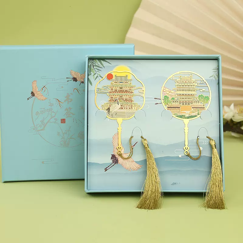 金属书签 中国风景区文创古典金属彩印书签 旅游纪念品套装刻字