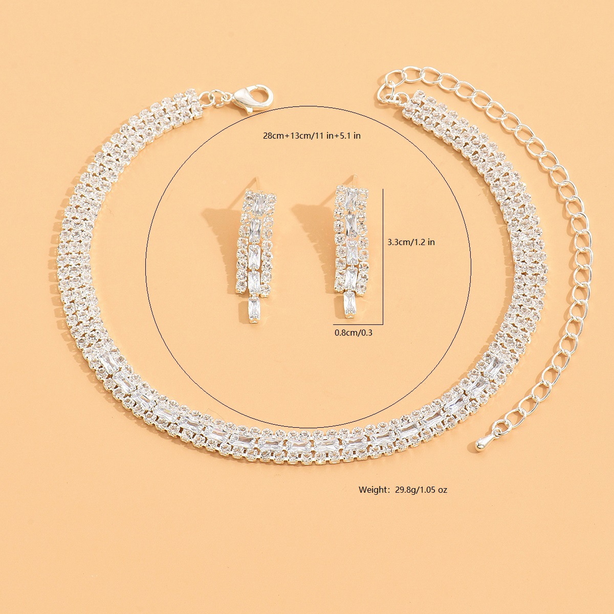 Suministro de comercio exterior europeo y americano exquisito Internet celebridad de las mujeres de diamantes clavícula collar de diamantes pendientes traje de dos piezas