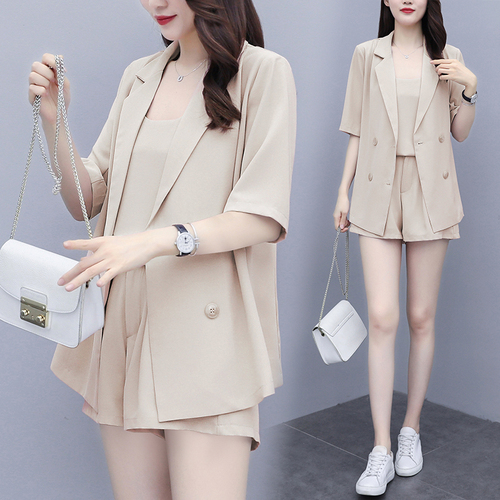 Large size women's clothing 2026 new style fat MM summer fashion suit Western-style belly-covering shorts suit three-piece set